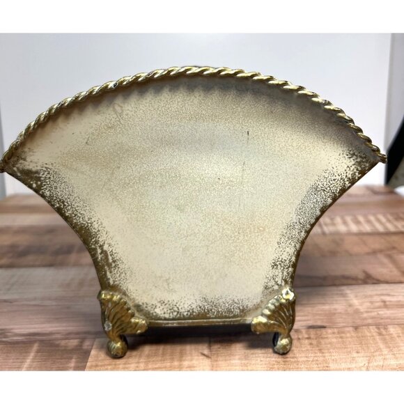 Galvanize/Metal Footed Fan Flare Top Planter/Vase With Hand Painted Pink Roses & - Picture 3 of 5